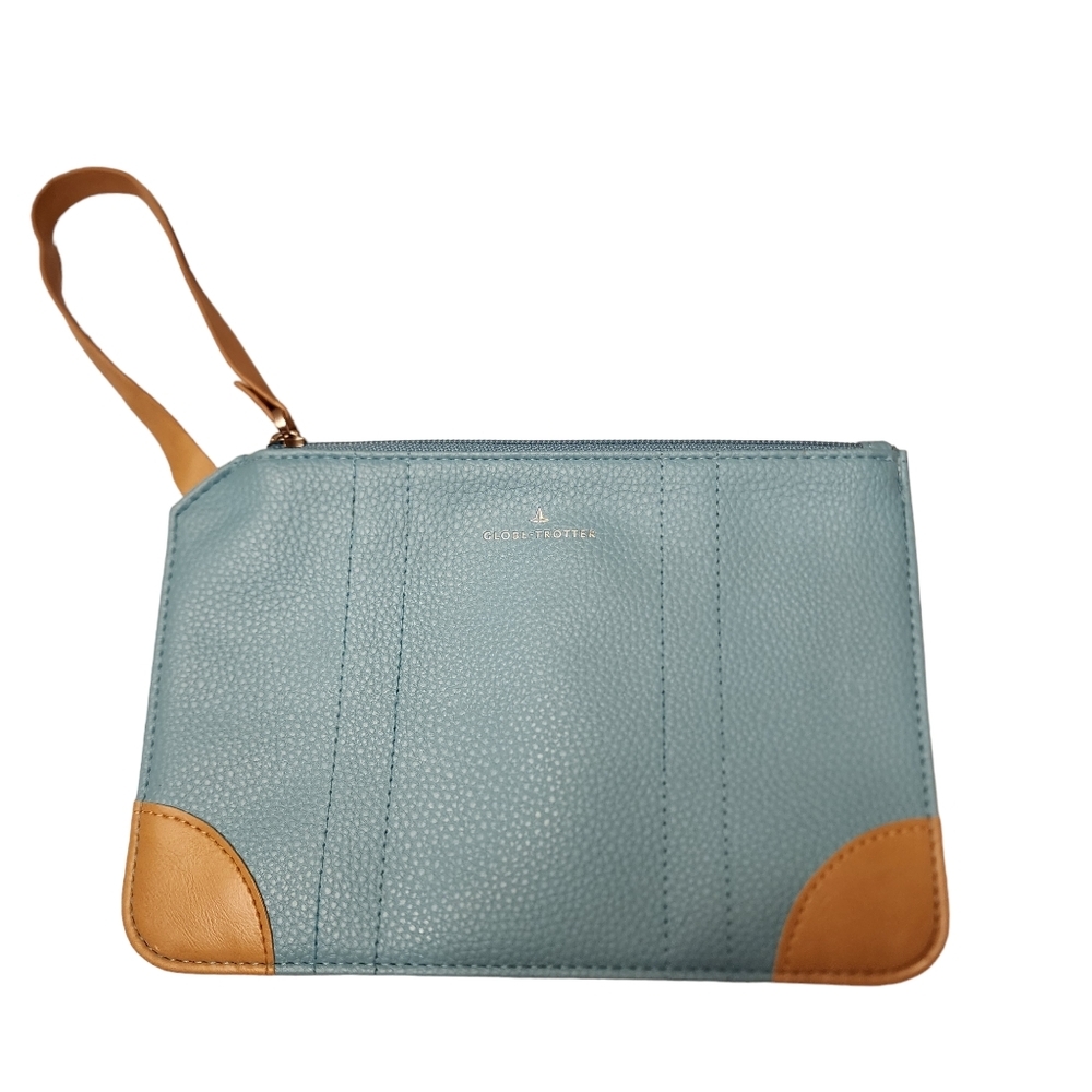 Globe Trotter Blue Leather Envelope Wristlet - Picture 3 of 10